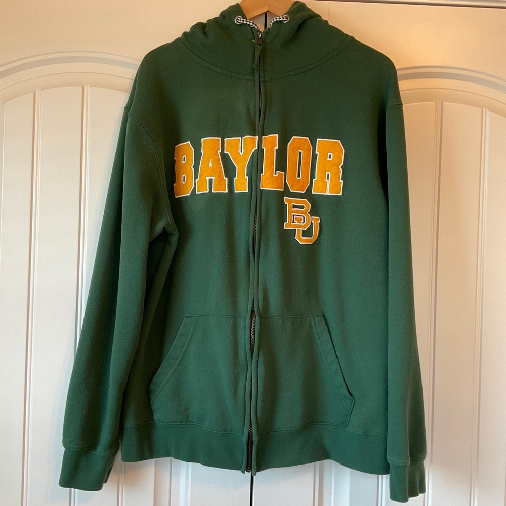 Baylor University Y2K Hooded Zip Sweatshirt Hoodie Green Gold Men’s XL - Picture 4 of 12